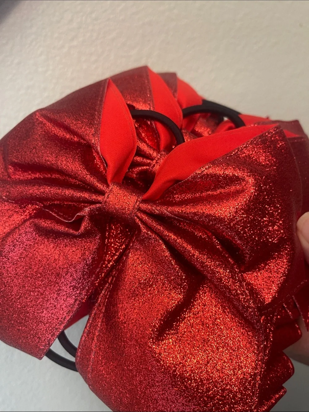 7in Red Glitter Cheer Bow